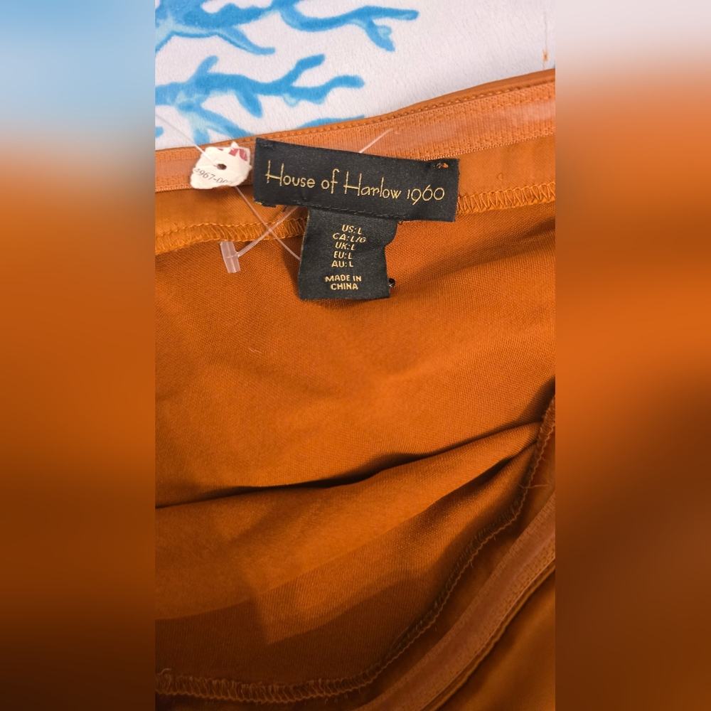 House of Harlow 1960 Womens Rust Satin Midi Slip Dress Size Large - Picture 8 of 10
